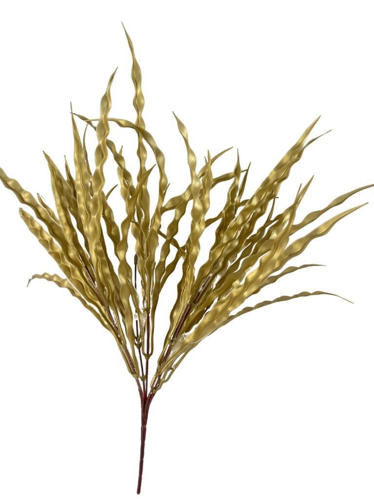 Yapay Çiçek Altın Gold Kalın Kıvrımlı Saz Garnitür Aradal Dekoratif Yapay Bitki 45cm