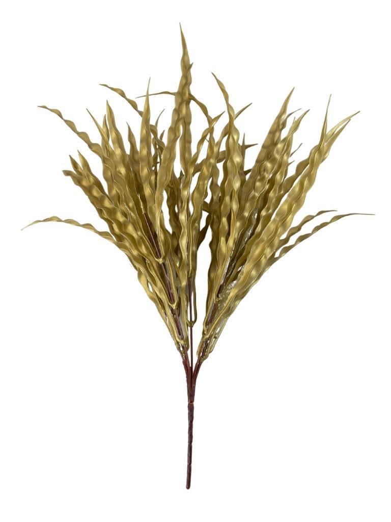 Yapay Çiçek Altın Gold Kalın Kıvrımlı Saz Garnitür Aradal Dekoratif Yapay Bitki 45cm
