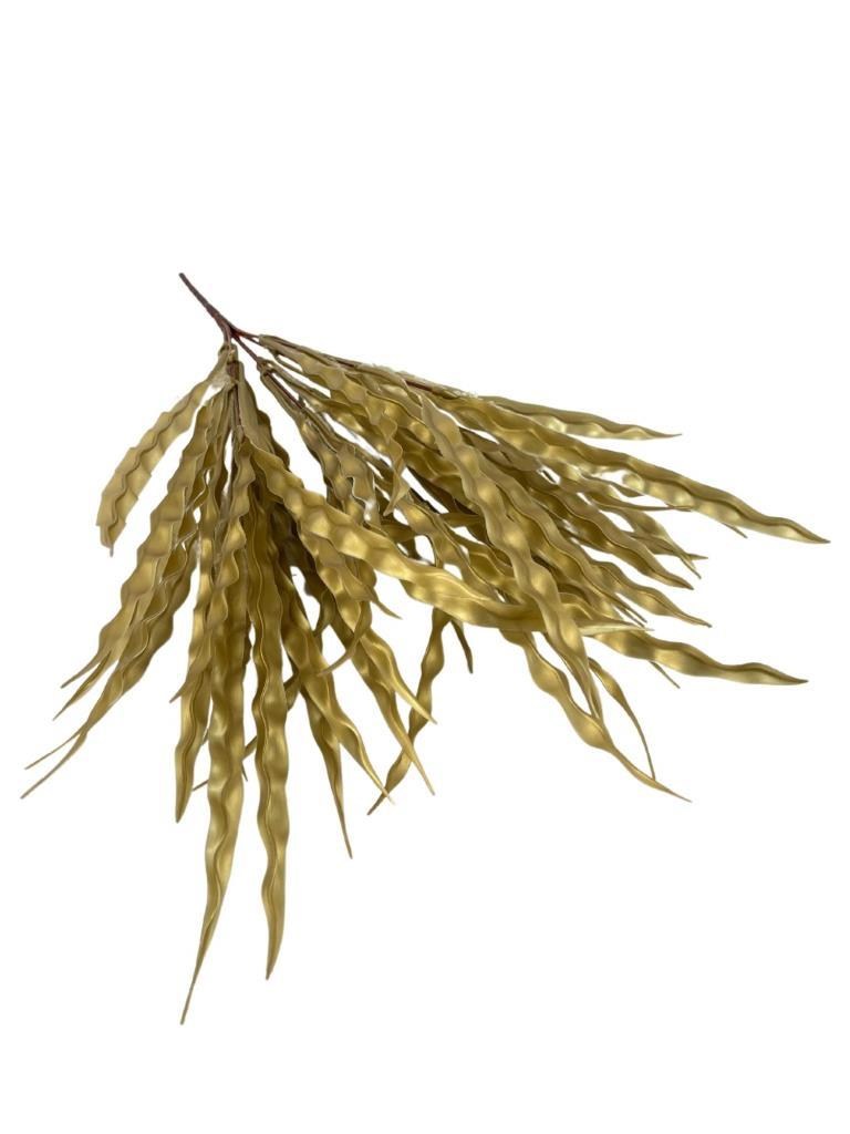 Yapay Çiçek Altın Gold Kalın Kıvrımlı Saz Garnitür Aradal Dekoratif Yapay Bitki 45cm