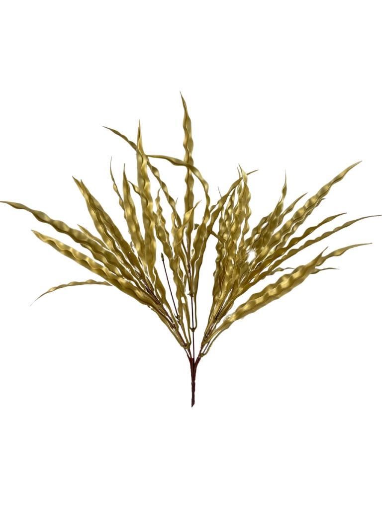 Yapay Çiçek Altın Gold Kalın Kıvrımlı Saz Garnitür Aradal Dekoratif Yapay Bitki 45cm
