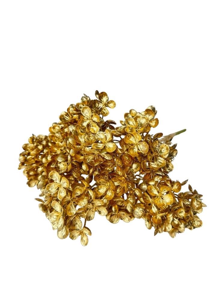 Yapay Çiçek Altın Gold Ortanca Demet Garnitür Dekoratif Yapay Çiçek