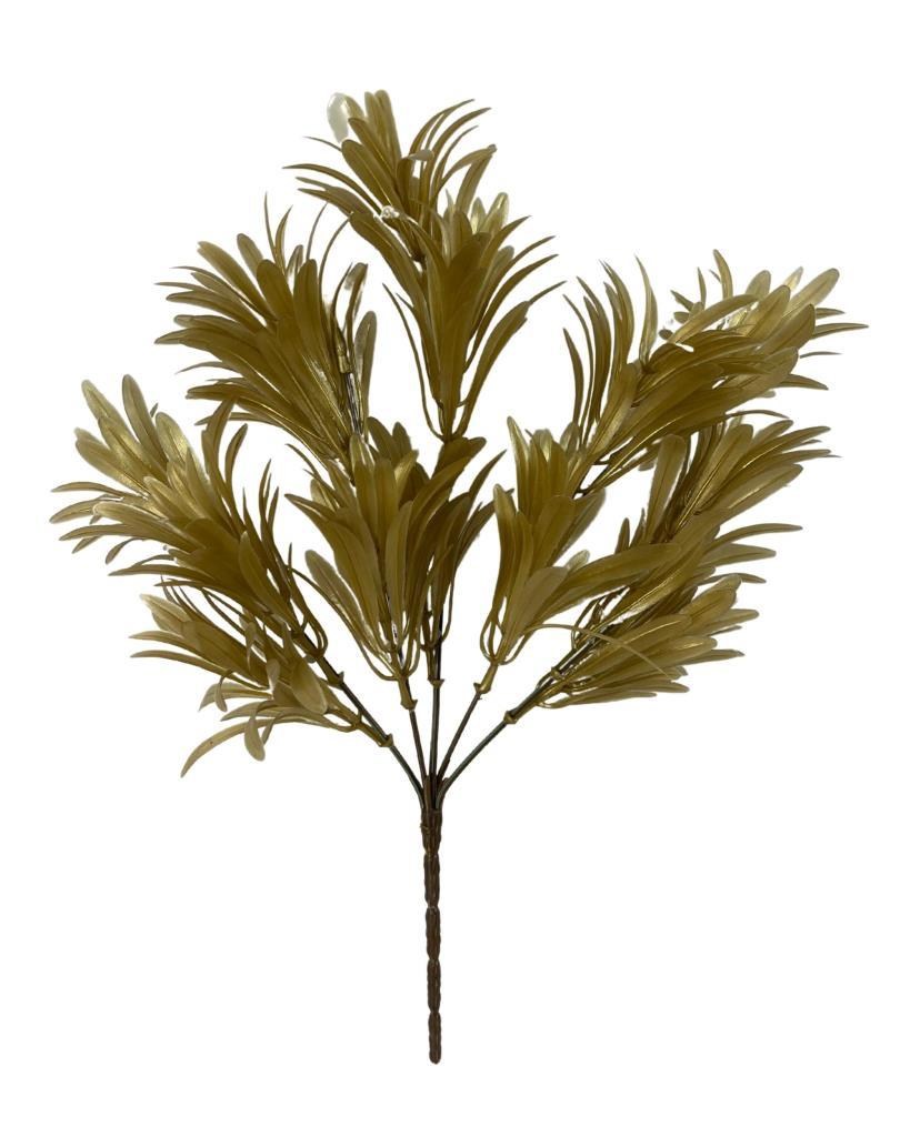 Yapay Çiçek Altın Gold Renk Podocarpus Demeti 5 dal Garnitür Aradal Dekoratif Yapay Bitki