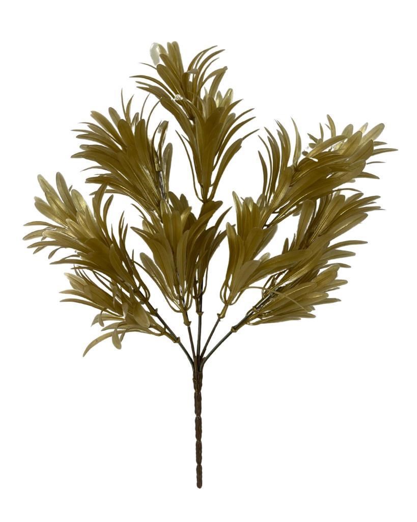 Yapay Çiçek Altın Gold Renk Podocarpus Demeti 5 dal Garnitür Aradal Dekoratif Yapay Bitki