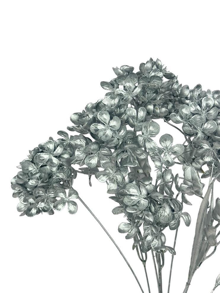 Yapay Çiçek Altın Gümüş Ortanca Demet Garnitür Dekoratif Yapay Çiçek