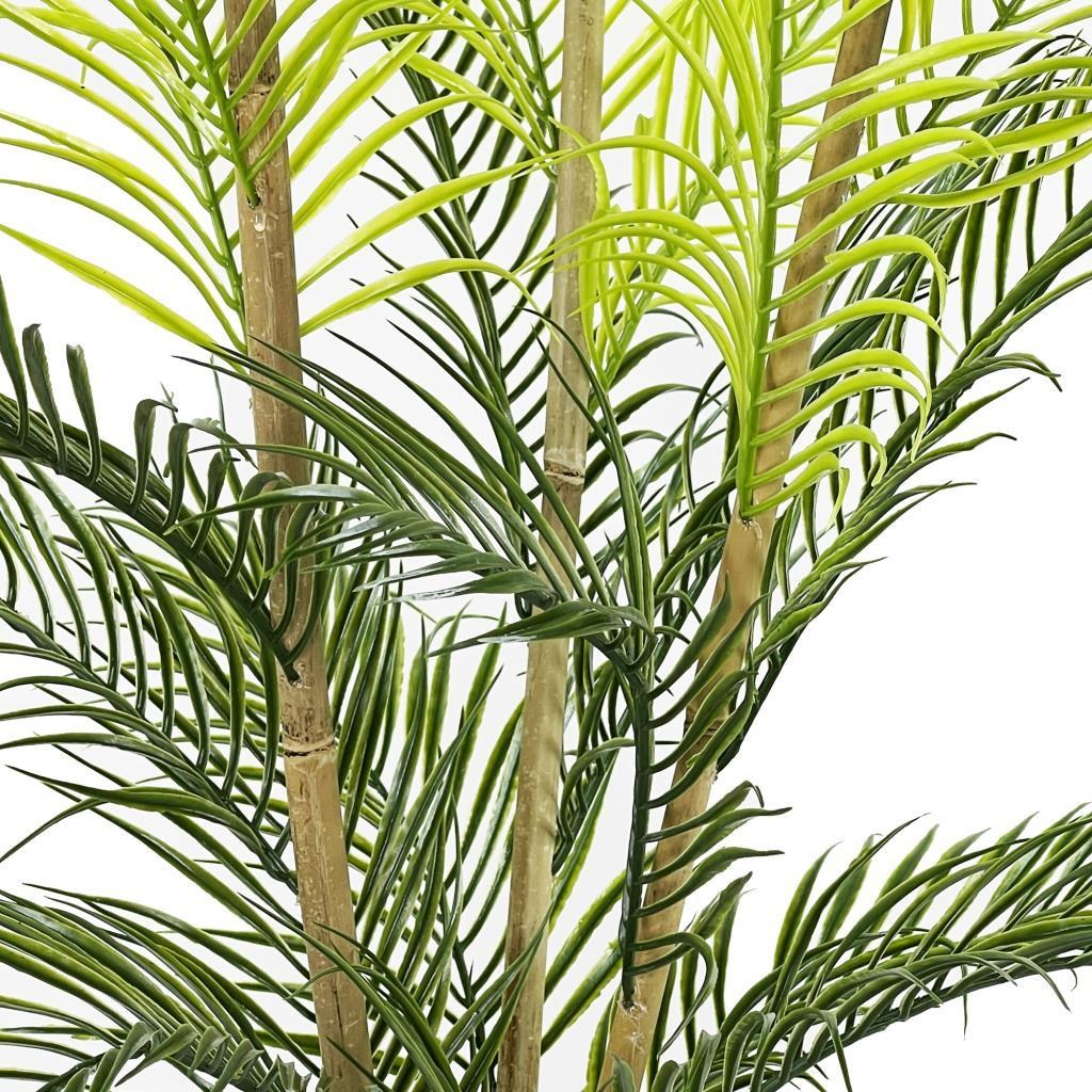 Yapay Çiçek Areka Ağacı Palmiye Ağacı Bambu Saplı Gümüş Saksılı Salon Çiçeği 18 Yaprak 85 cm