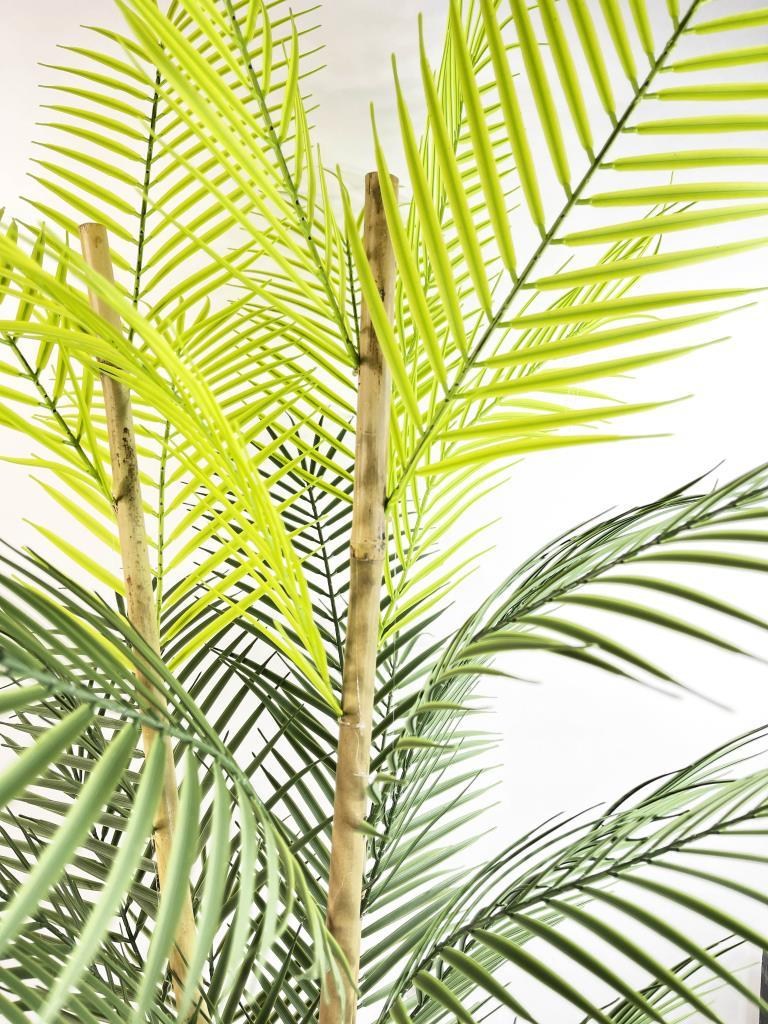 Yapay Çiçek Areka Ağacı Palmiye Ağacı Bambu Saplı Siyah Saksılı Salon Çiçeği 27 Yaprak 115 cm