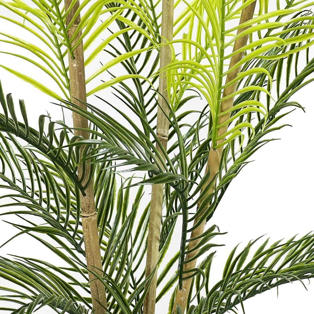 Yapay Çiçek Areka Ağacı Palmiye Ağacı Bambu Saplı Gümüş Saksılı Salon Çiçeği 18 Yaprak 85 cm
