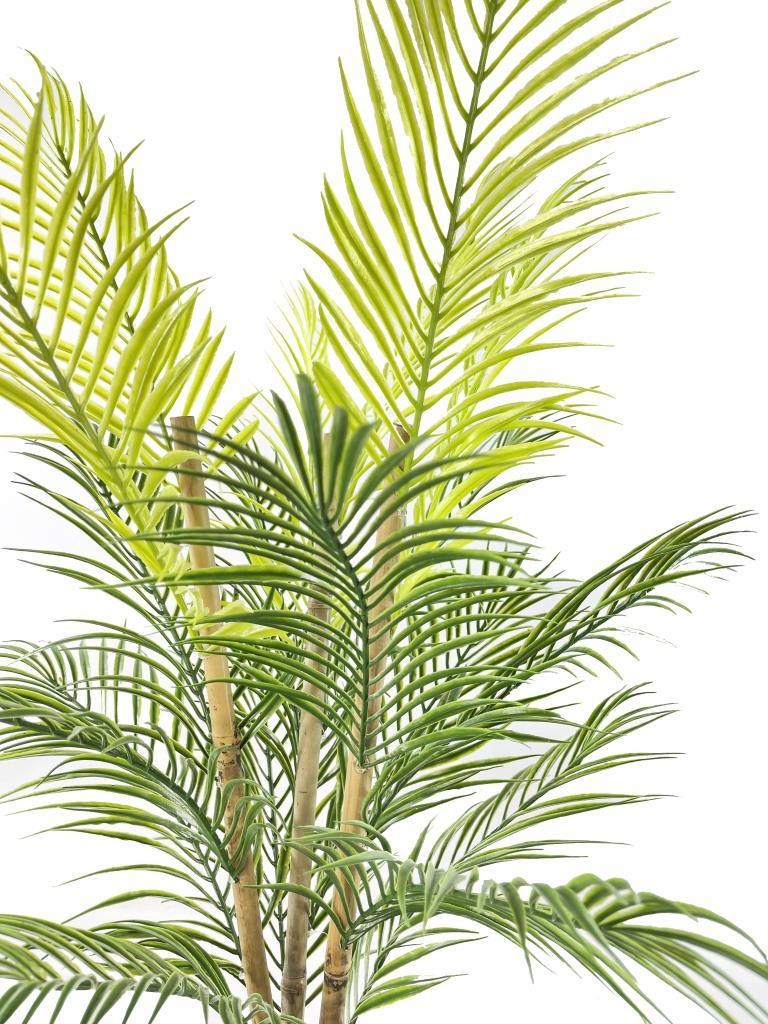 Yapay Çiçek Areka Ağacı Palmiye Ağacı Bambu Saplı Siyah Saksılı Salon Çiçeği 18 Yaprak 85 cm