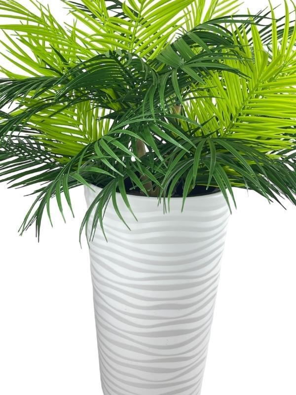 Yapay Çiçek Areka Salon Bitkisi Beyaz Uzun Kumsal Vazoda 130cm 45Yaprak