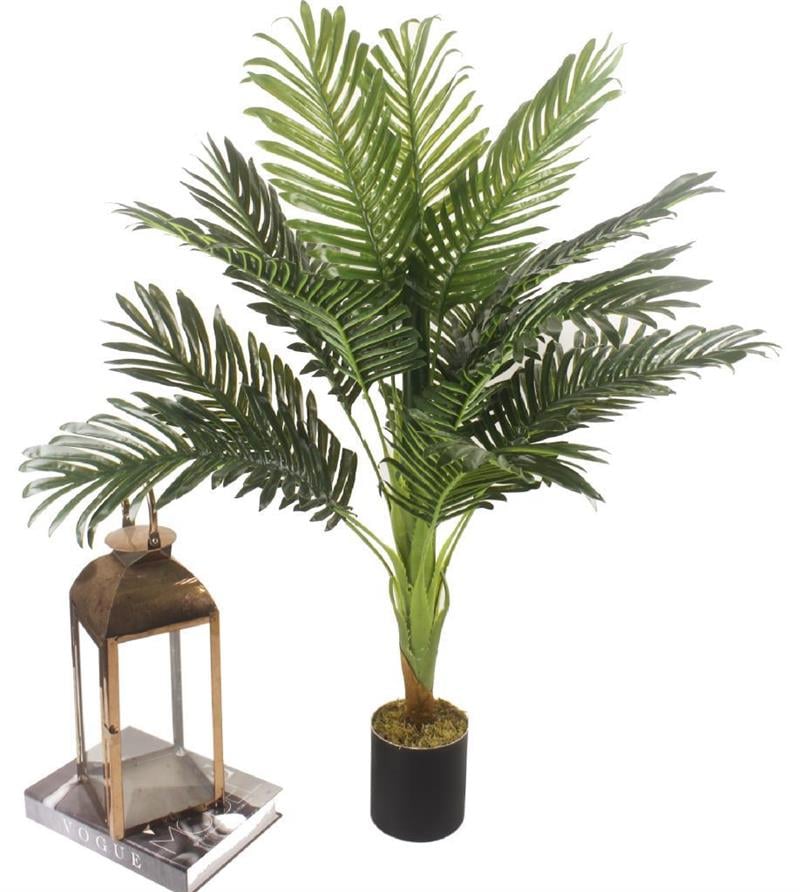 Yapay Çiçek Areka Siyah Metal Saksıda Yağay Areka Ağacı 90cm