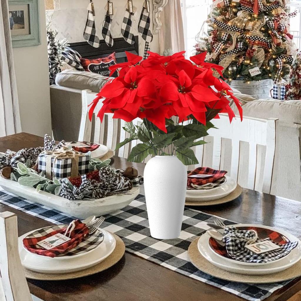 Yapay Çiçek Atatürk Çiçeği Kırmızı Demet Kadife Dokulu Christmas Flower 