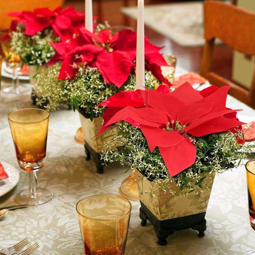 Yapay Çiçek Atatürk Çiçeği Kırmızı Demet Kadife Dokulu Christmas Flower 