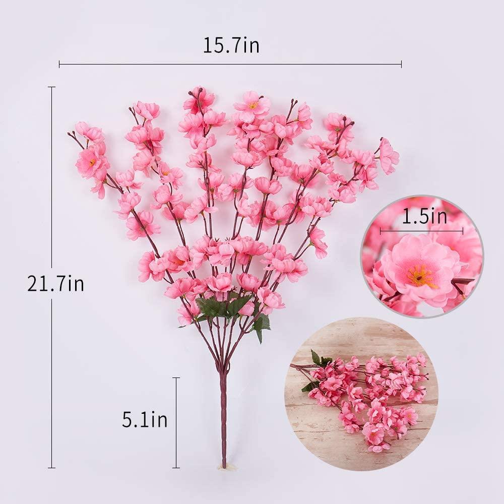 Yapay Çiçek Bahardalı Japon Kiraz Çiçeği 9 Dallı 35cm Pembe 3 Demet