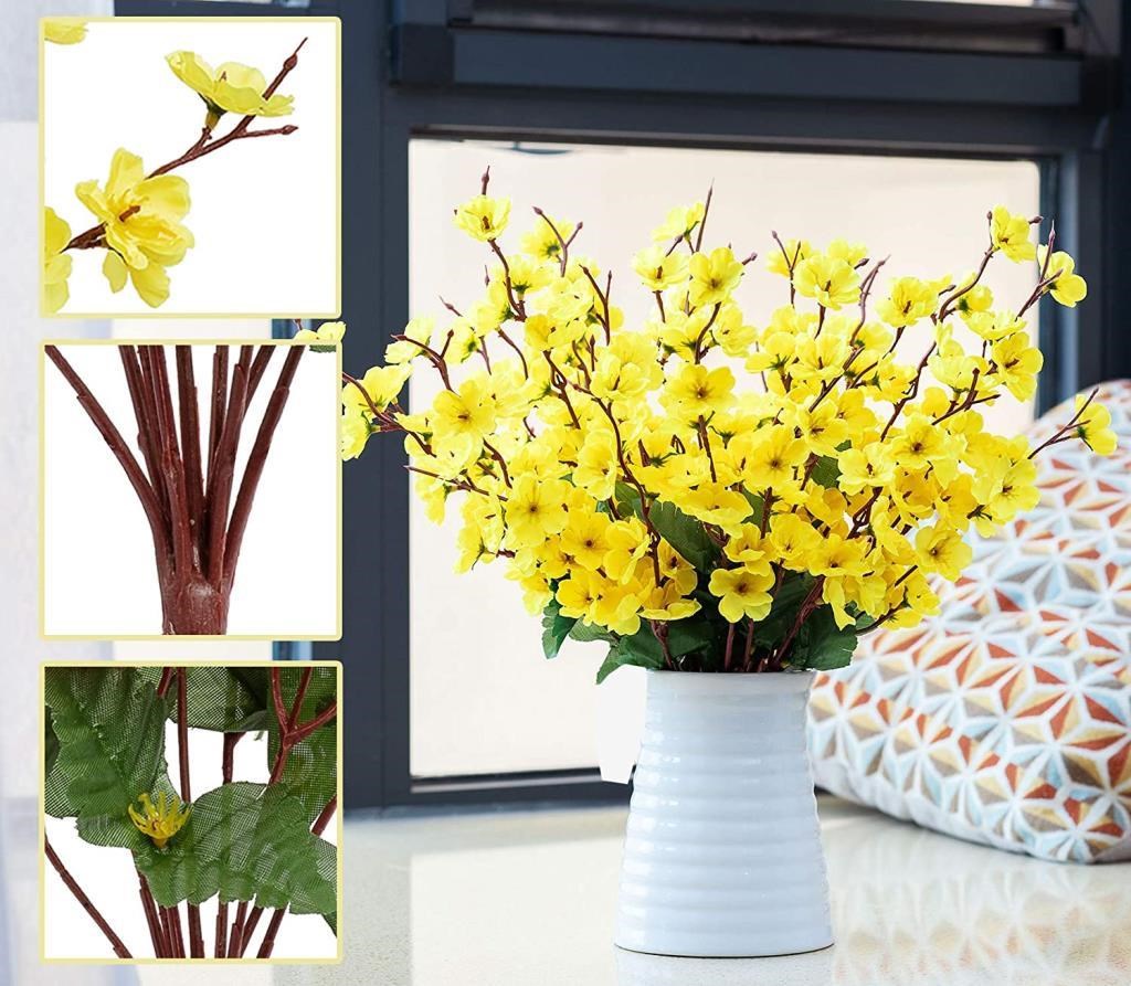 Yapay Çiçek Bahardalı Japon Kiraz Çiçeği 7 Dallı 57cm Sarı