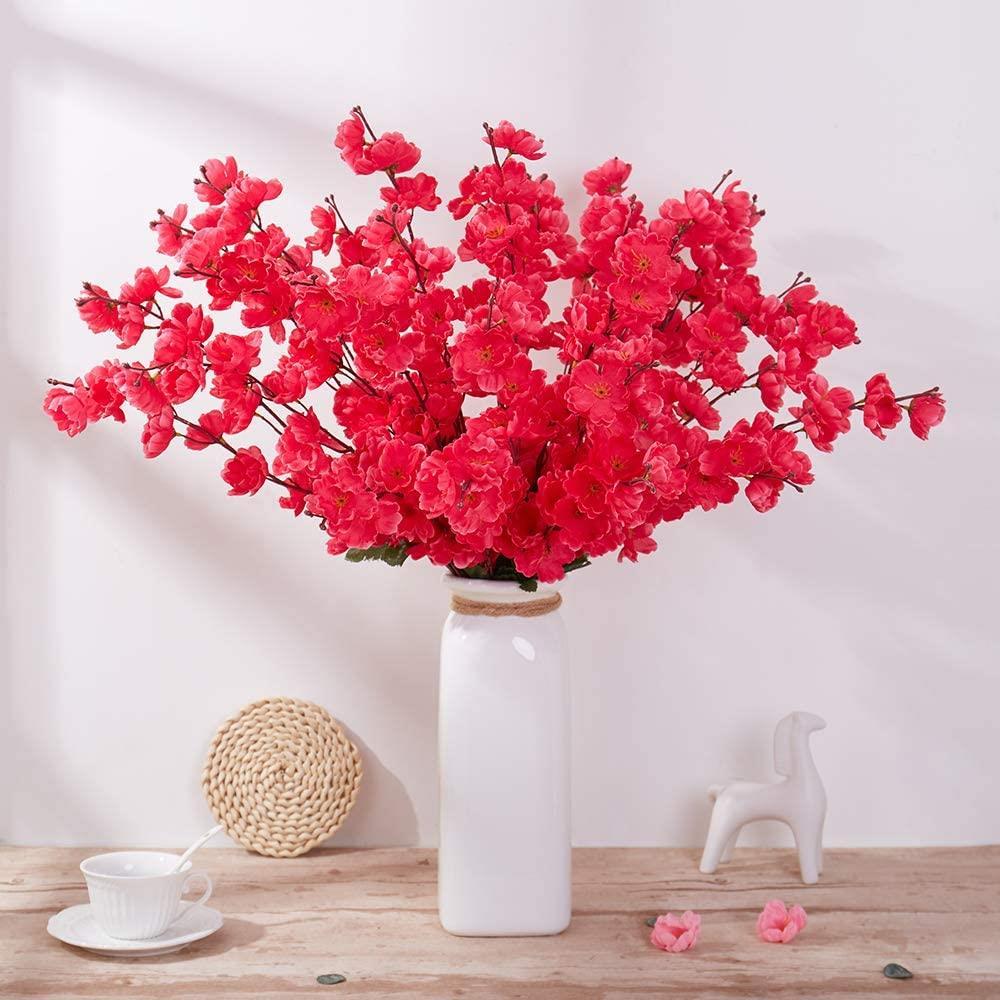 Yapay Çiçek Bahardalı Japon Kiraz Çiçeği 7 Dallı 57cm Fuşya