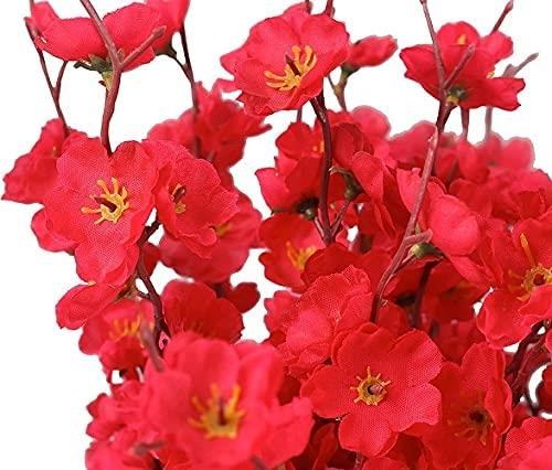Yapay Çiçek Bahardalı Japon Kiraz Çiçeği 7 Dallı 57cm Kırmızı