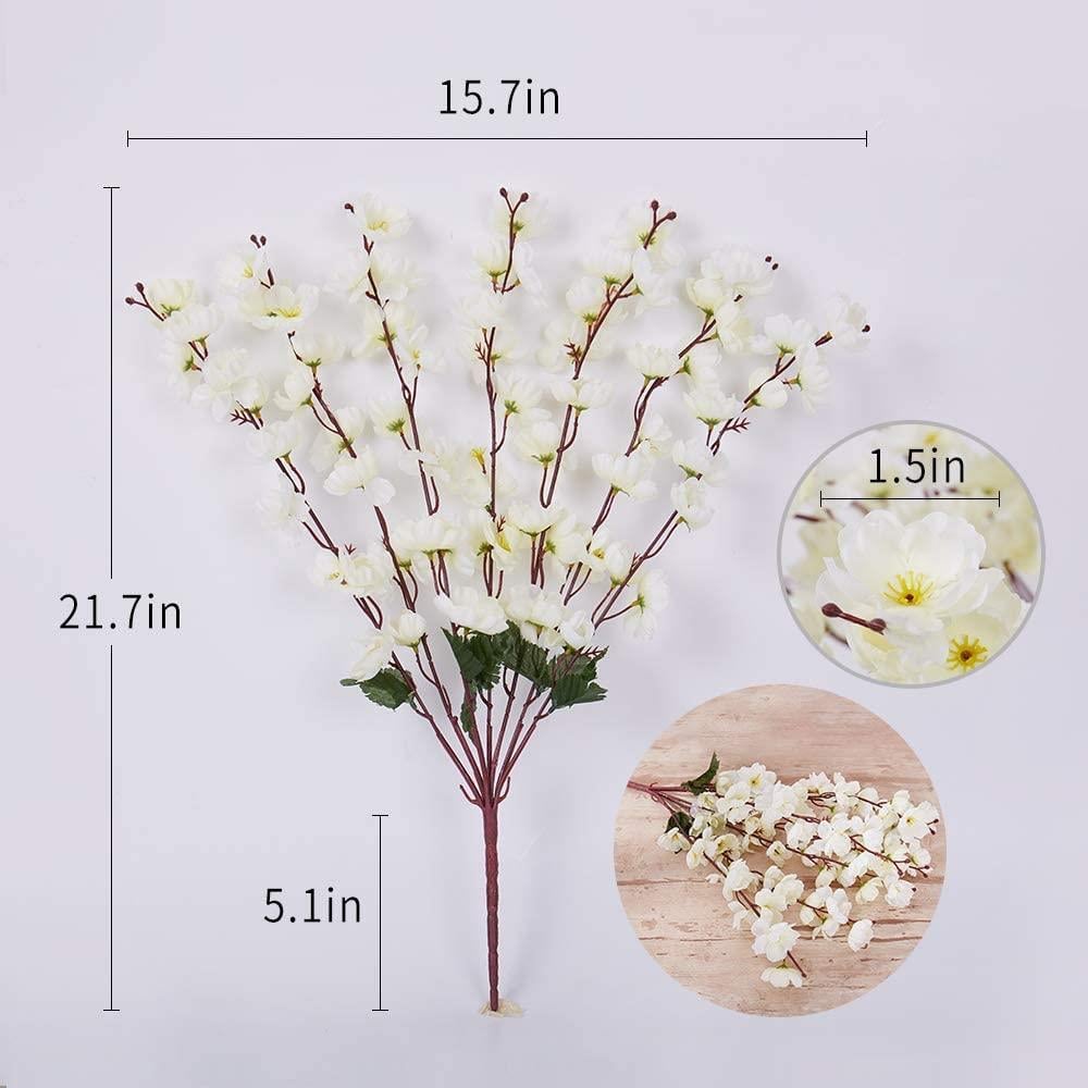 Yapay Çiçek Bahardalı Japon Kiraz Çiçeği 9 Dallı 35cm Beyaz 3 Demet