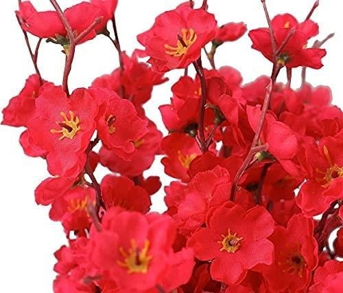 Yapay Çiçek Bahardalı Japon Kiraz Çiçeği 7 Dallı 57cm Kırmızı