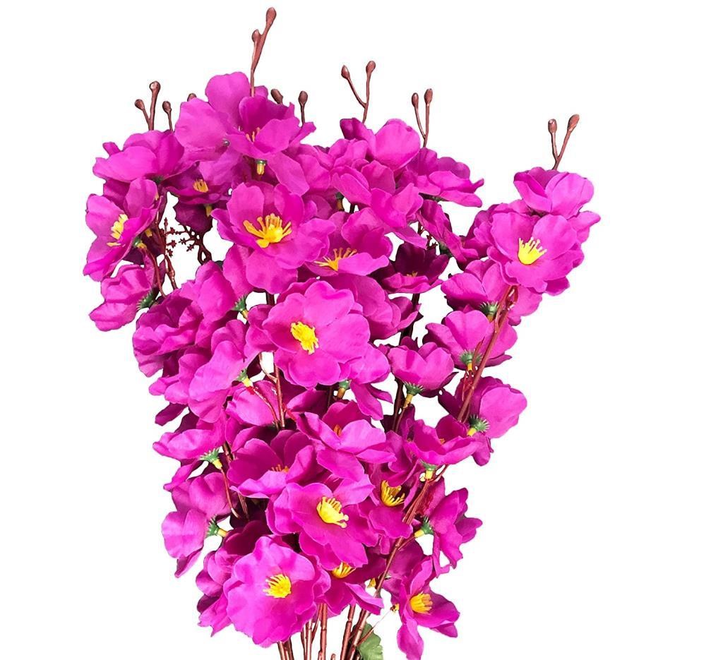 Yapay Çiçek Bahardalı Japon Kiraz Çiçeği 7 Dallı 57cm Mor