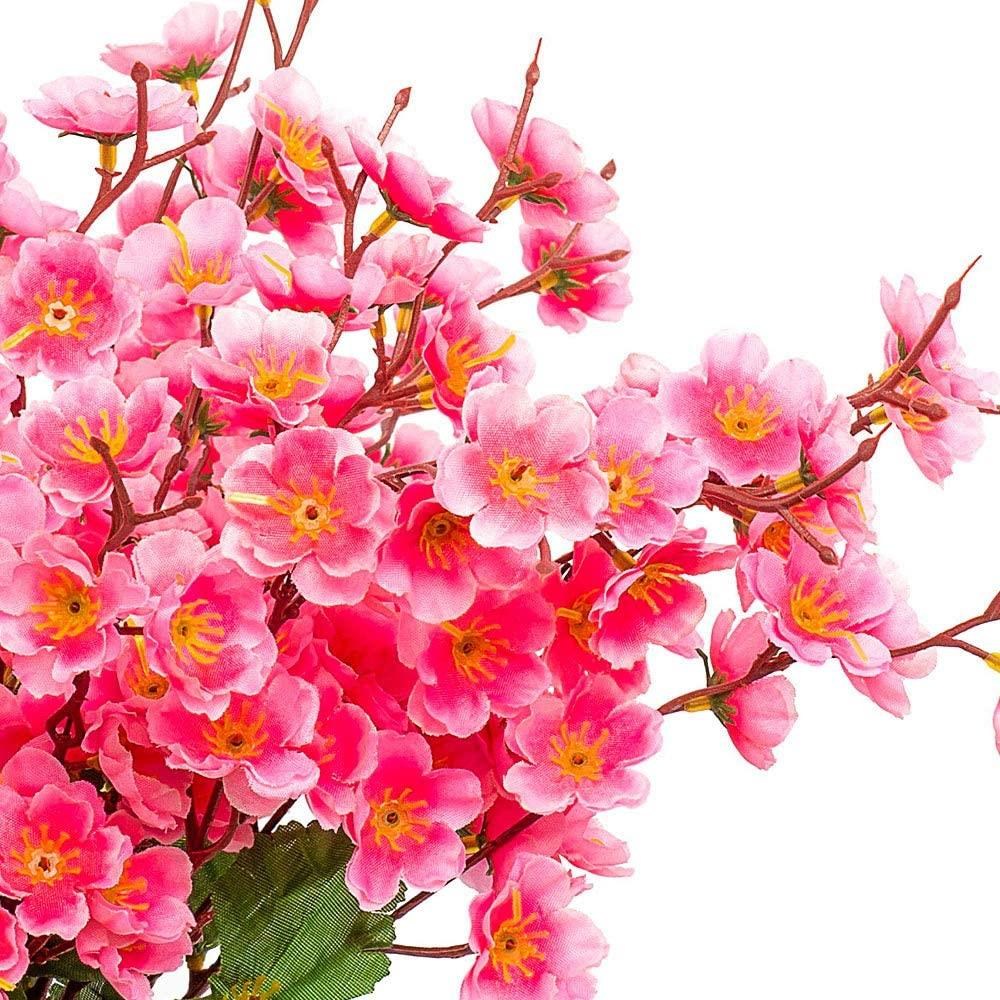 Yapay Çiçek Bahardalı Japon Kiraz Çiçeği 9 Dallı 35cm Pembe 3 Demet