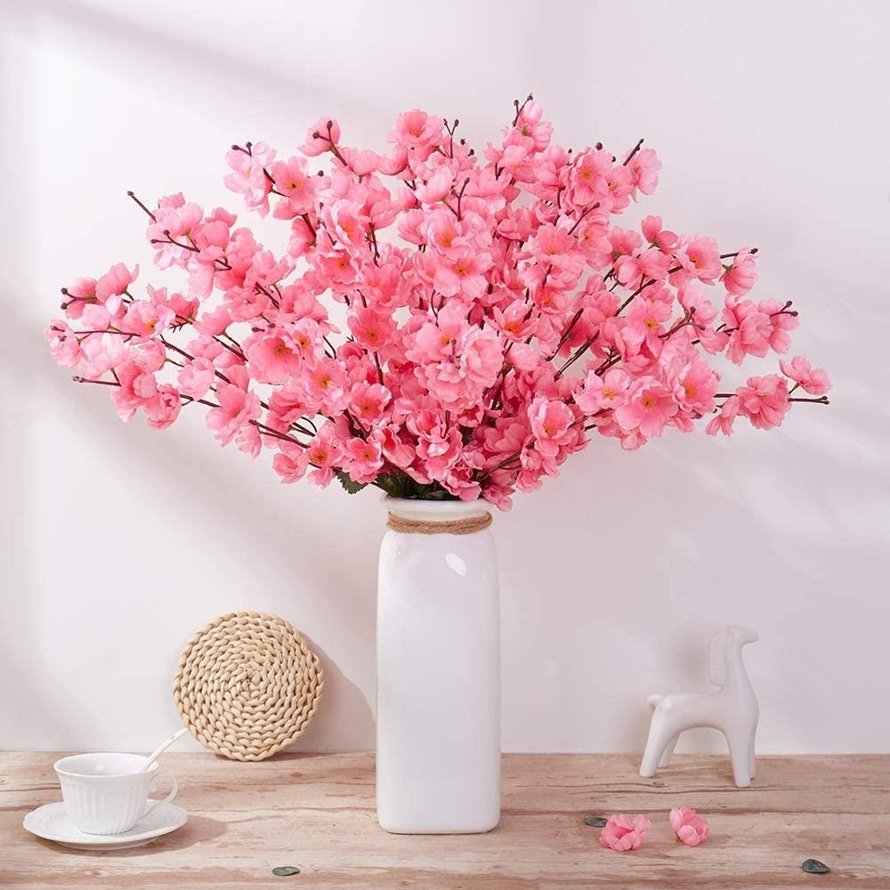 Yapay Çiçek Bahardalı Japon Kiraz Çiçeği 9 Dallı 40cm Pambe Açık