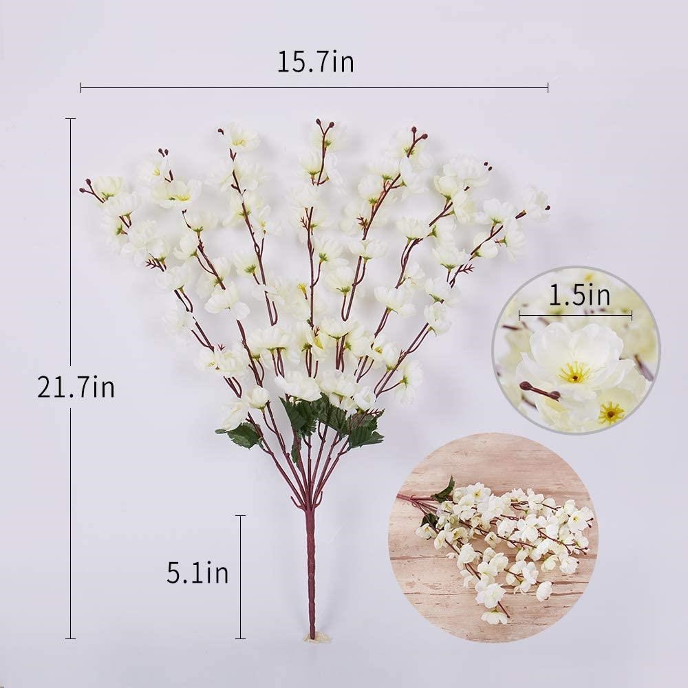 Yapay Çiçek Bahardalı Japon Kiraz Çiçeği 7 Dallı 57cm Beyaz