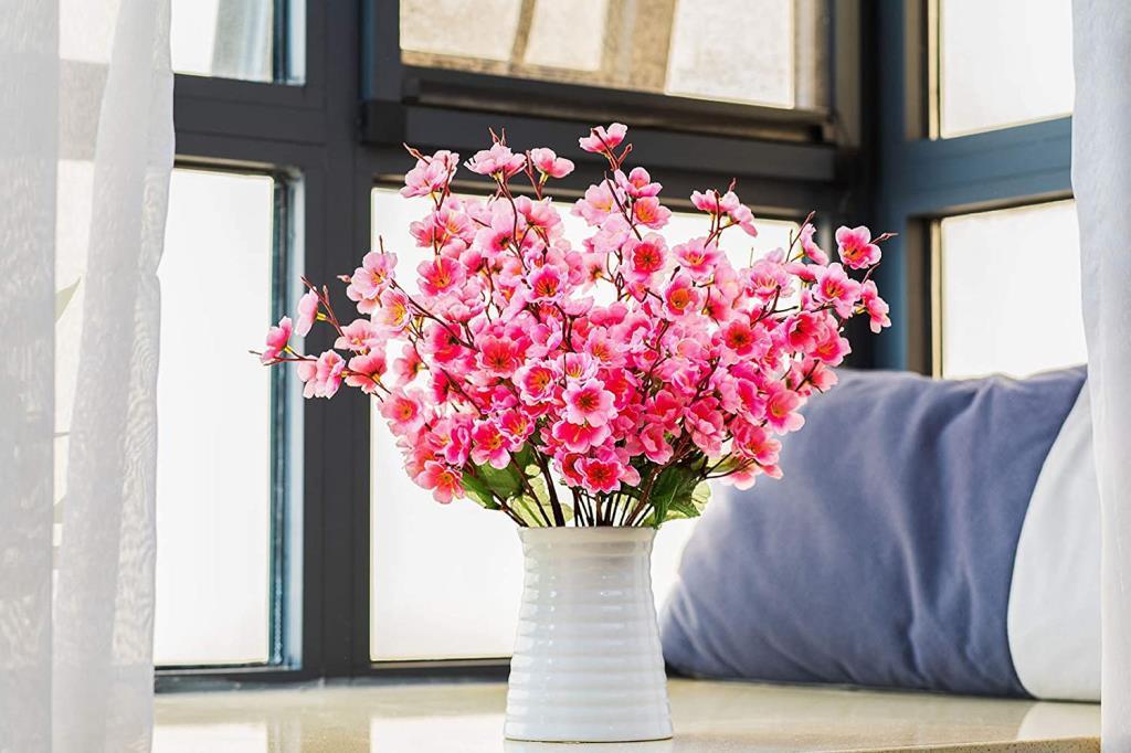 Yapay Çiçek Bahardalı Japon Kiraz Çiçeği 9 Dallı 35cm Pembe 3 Demet