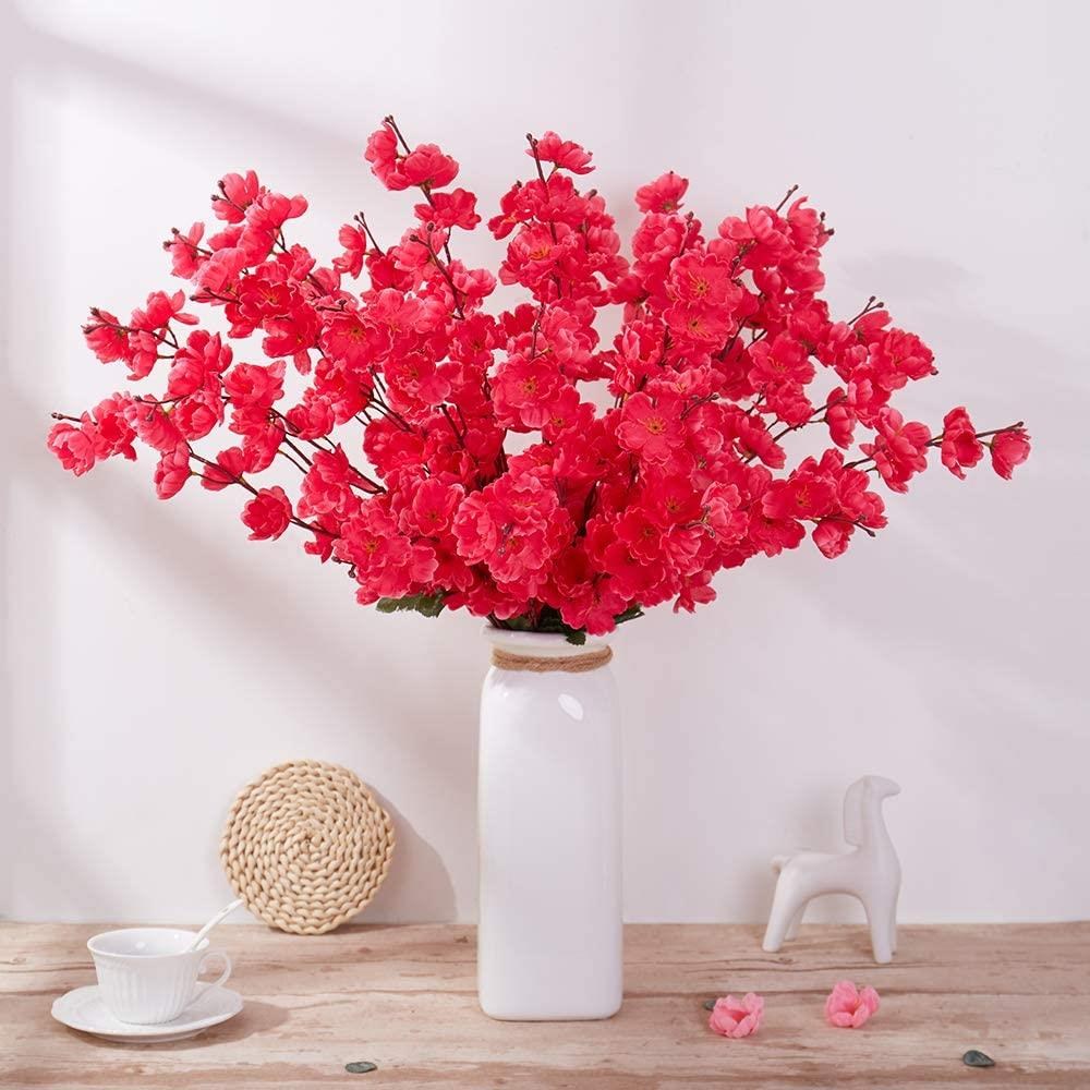 Yapay Çiçek Bahardalı Japon Kiraz Çiçeği 7 Dallı 57cm Fuşya