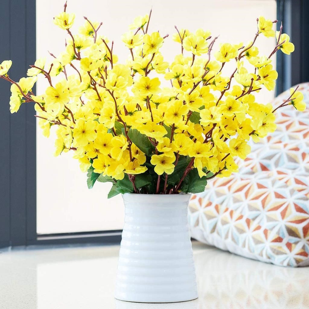 Yapay Çiçek Bahardalı Japon Kiraz Çiçeği 7 Dallı 57cm Sarı