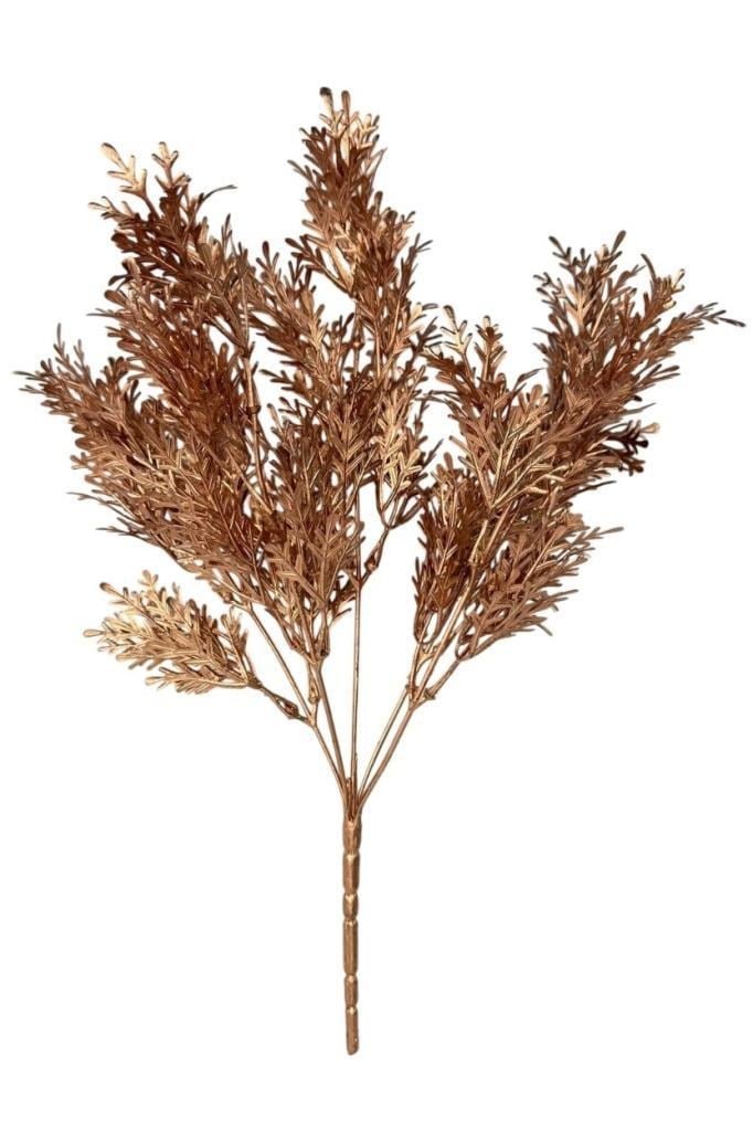 Yapay Çiçek Bakır Bronz Renk Kuşkonmaz Demeti Garnitür Aradal Dekoratif Yapay Bitki 35cm