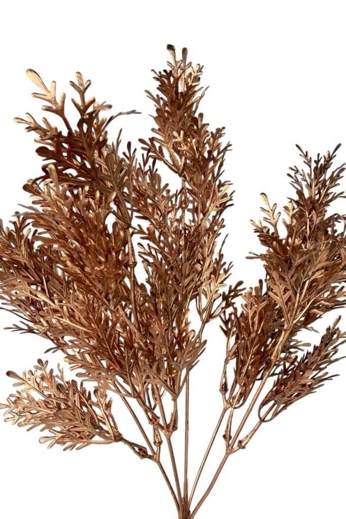 Yapay Çiçek Bakır Bronz Renk Kuşkonmaz Demeti Garnitür Aradal Dekoratif Yapay Bitki 35cm