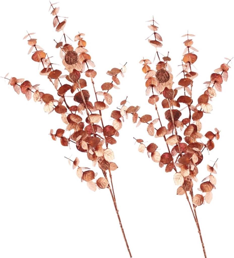 Yapay Çiçek Bakır Bronz Renk Okaliptus 3Dallı Uzun Dal 76cm Eucalyptus