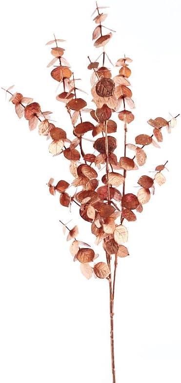 Yapay Çiçek Bakır Bronz Renk Okaliptus 3Dallı Uzun Dal 76cm Eucalyptus