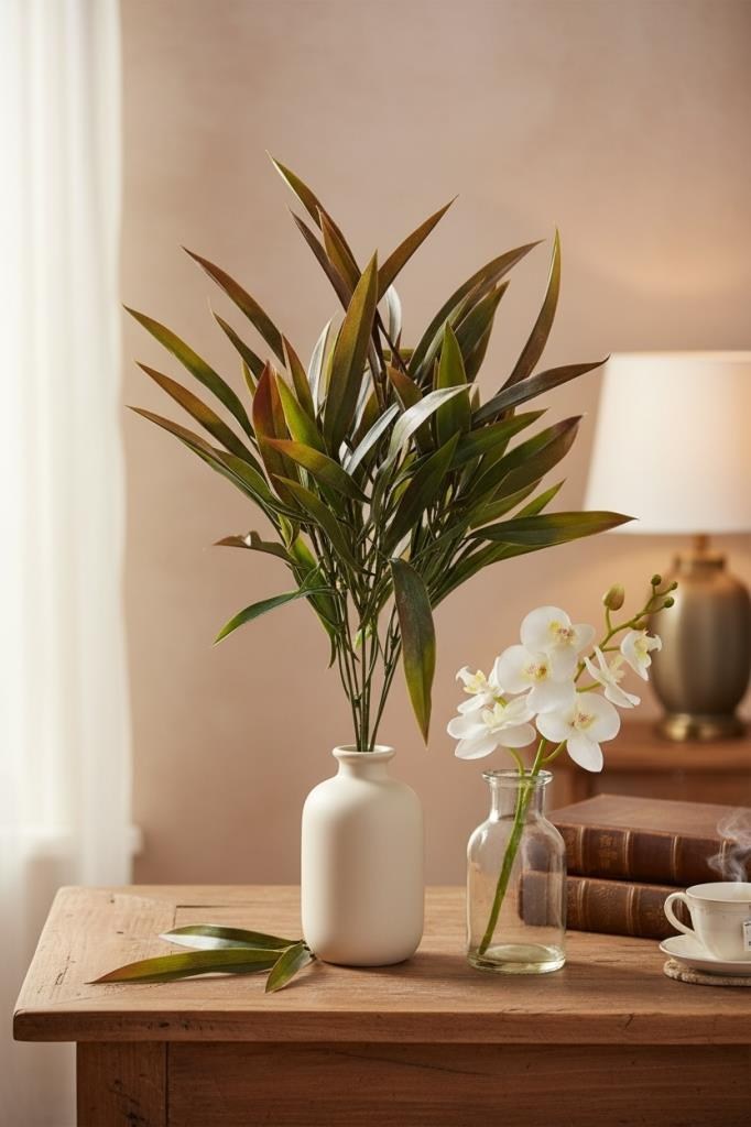 Yapay Çiçek Bambu Grass Kahverengi 40cm Demet Garnitür Aradal Dekoratif Yapay Bitki