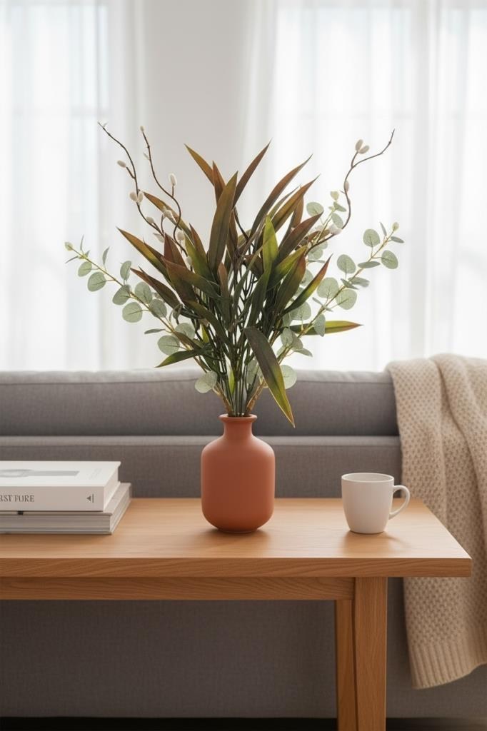 Yapay Çiçek Bambu Grass Kahverengi 40cm Demet Garnitür Aradal Dekoratif Yapay Bitki