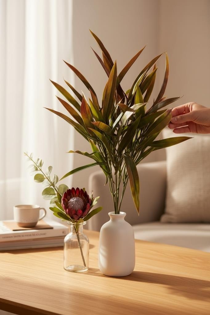 Yapay Çiçek Bambu Grass Kahverengi 40cm Demet Garnitür Aradal Dekoratif Yapay Bitki