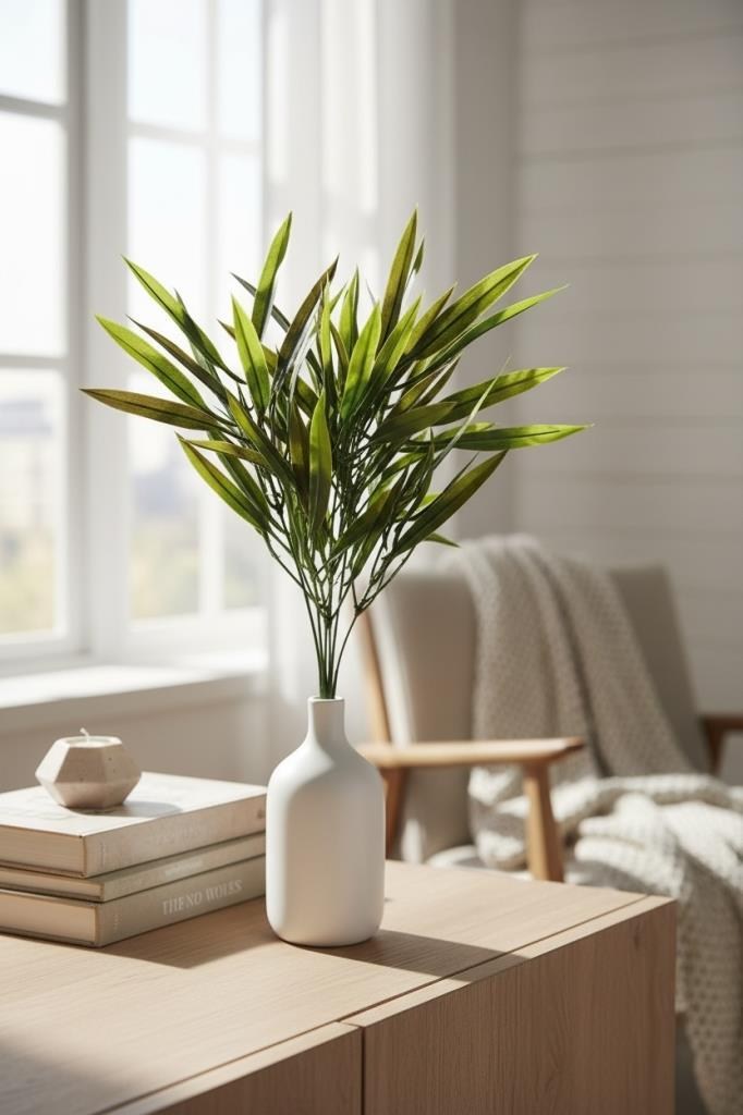 Yapay Çiçek Bambu Grass Koyu Yeşil 40cm Demet Garnitür Aradal Dekoratif Yapay Bitki