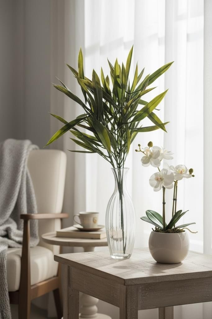 Yapay Çiçek Bambu Grass Koyu Yeşil 40cm Demet Garnitür Aradal Dekoratif Yapay Bitki