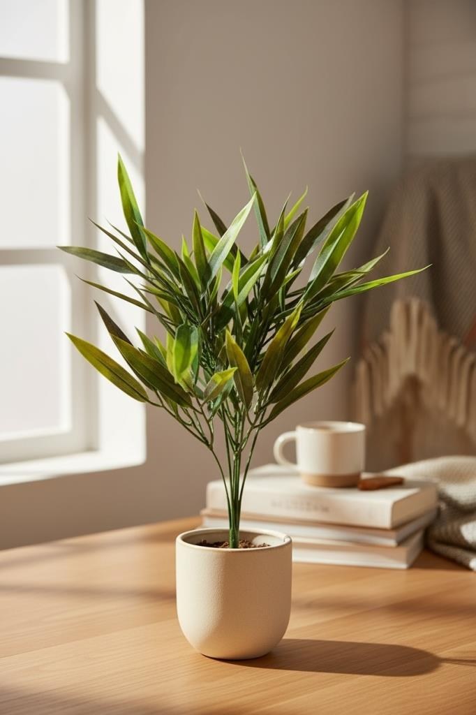 Yapay Çiçek Bambu Grass Koyu Yeşil 40cm Demet Garnitür Aradal Dekoratif Yapay Bitki