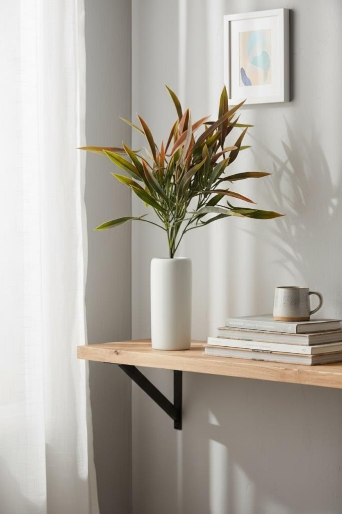 Yapay Çiçek Bambu Grass Turuncu 40cm Demet Garnitür Aradal Dekoratif Yapay Bitki
