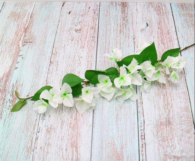 Yapay Çiçek Begonvil Çiçeği BEYAZ 80cm Tek Dal Bodrum Çiçeği  Sarkan Çiçek