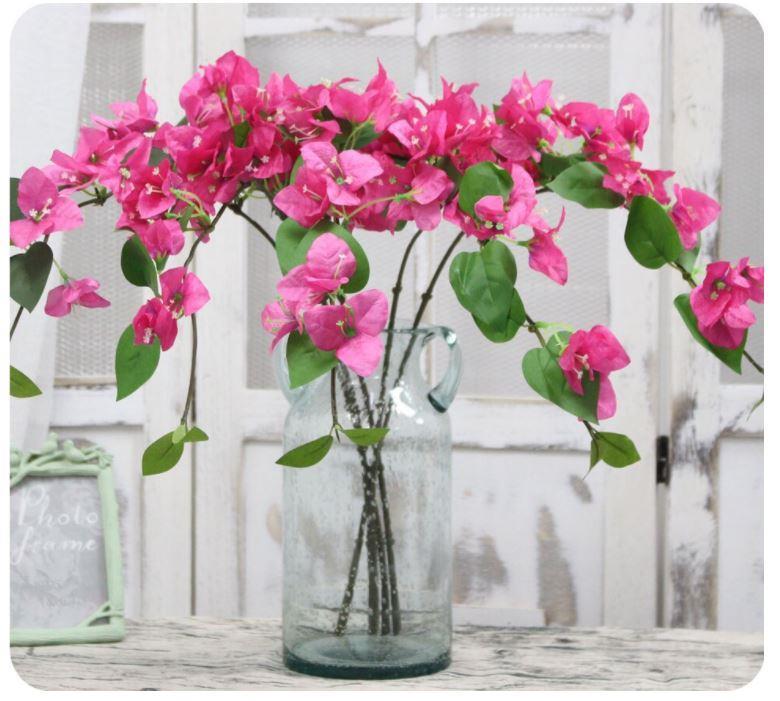 Yapay Çiçek Begonvil Çiçeği Fuşya 80cm Tek Dal Bodrum Çiçeği  Sarkan Çiçek