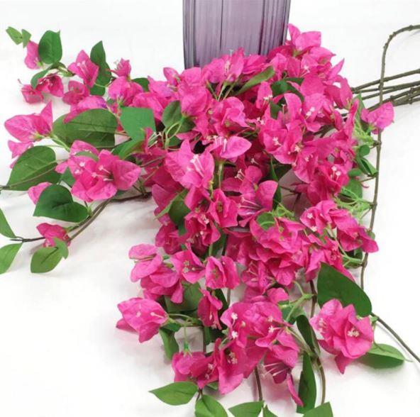 Yapay Çiçek Begonvil Çiçeği Fuşya 80cm Tek Dal Bodrum Çiçeği  Sarkan Çiçek