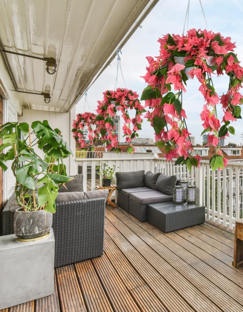 Yapay Çiçek Begonvil Pembe Sarkaç Askılı Saksıda Balkon Çiçeği Çiçek Sepeti