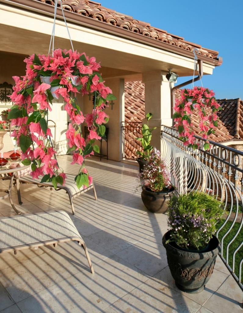 Yapay Çiçek Begonvil Pembe Sarkaç Askılı Saksıda Balkon Çiçeği Çiçek Sepeti