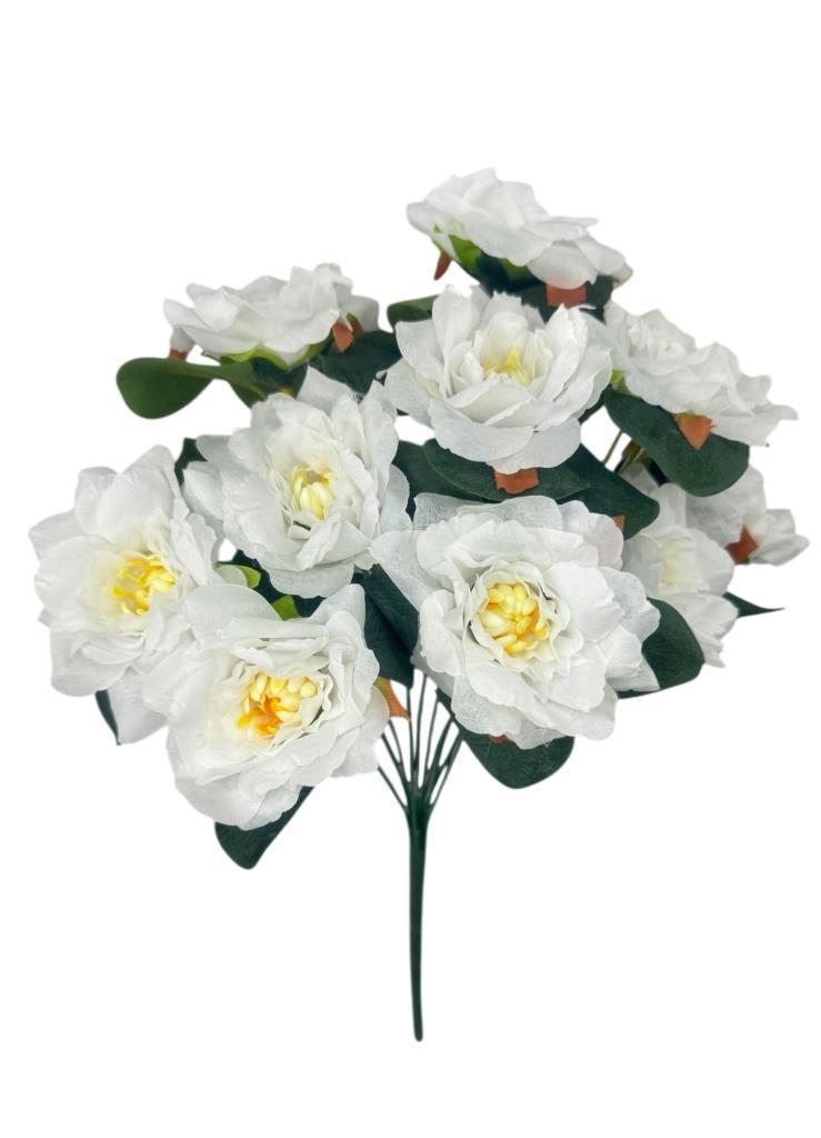 Yapay Çiçek Beyaz 10lu Gül Demeti 40*30cm