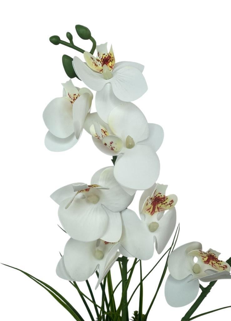 Yapay Çiçek Beyaz Islak Orkide Gold Metal Saksıda Saksıda Orkide 50cm