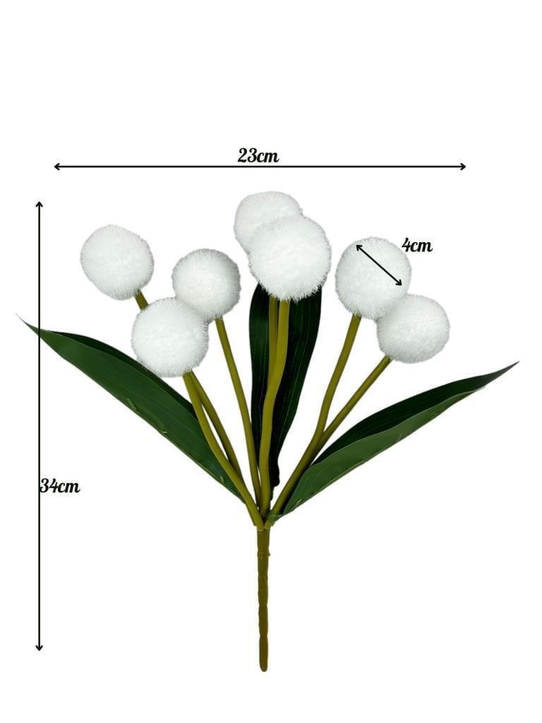 Yapay Çiçek Beyaz Pompon Çiçeği Dekoratif Yapay Çiçek 30*20cm