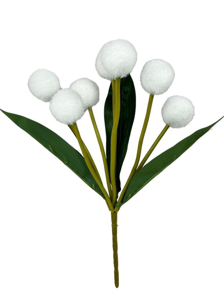 Yapay Çiçek Beyaz Pompon Çiçeği Dekoratif Yapay Çiçek 30*20cm