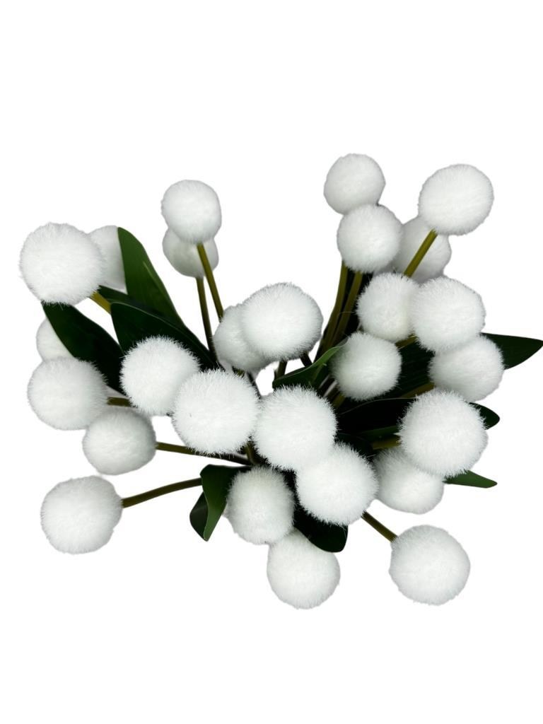 Yapay Çiçek Beyaz Pompon Çiçeği Dekoratif Yapay Çiçek 30*20cm